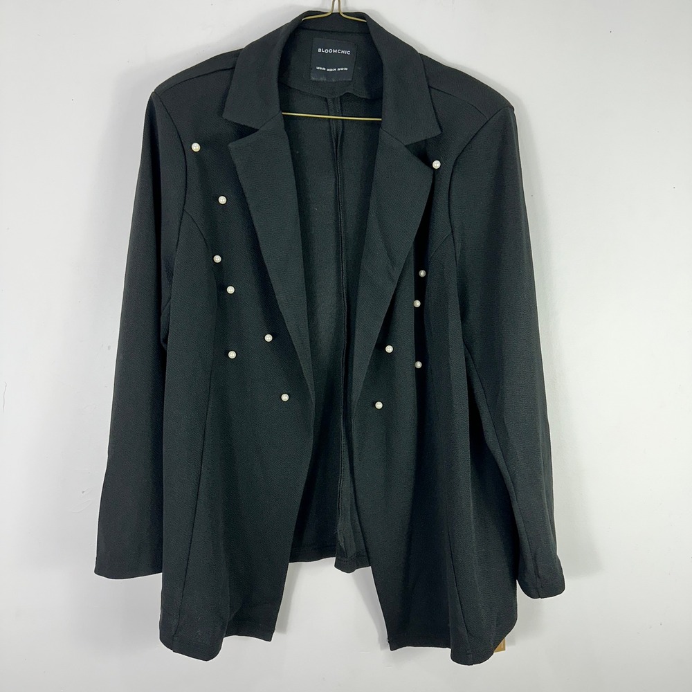 BloomChic Pearl Embellished Blazer 18 Black Chic Statement Minimalist‎ Layering